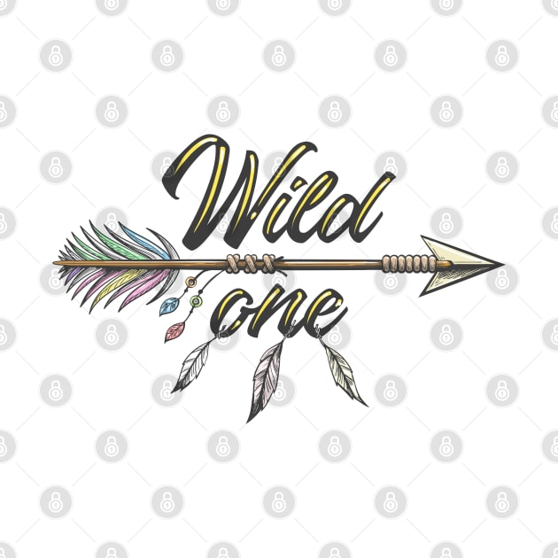 Native American Indian Arrow with Wording Wild One by devaleta