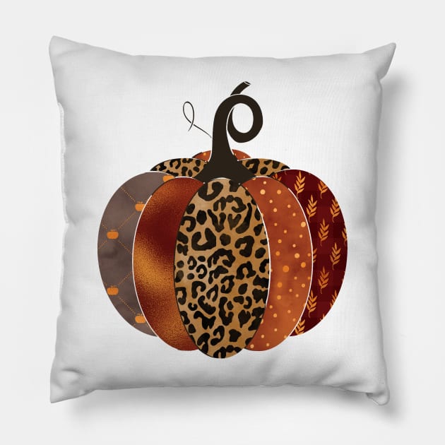 Trendy Leopard Print Autumn Halloween Pumpkin Pillow by gogo-jr