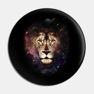 Galaxy Lion Head Pin