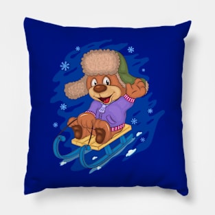 Teddy Bear Sledding Pillow