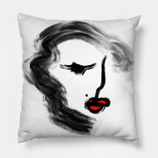 Lady with red lips Pillow