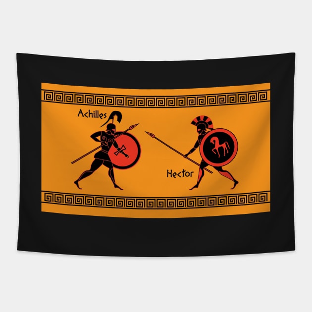 Achilles Vs Hector - Ancient Greek Art Style Tapestry by d2hills21