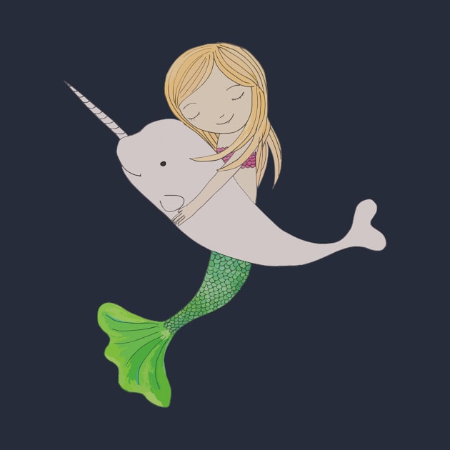 meramaid with pet narwhale by wildmagnolia