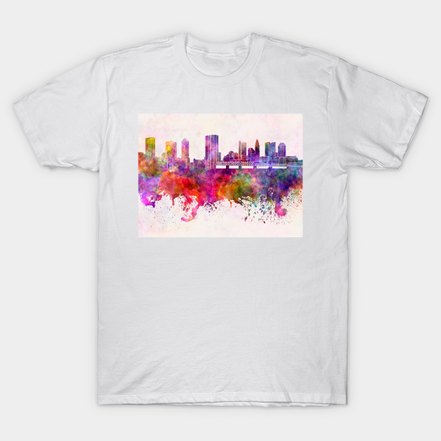 Discover Columbus skyline in watercolor background - Skyline City - T-Shirt