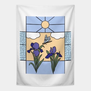 Iris flowers in stained glass Tapestry