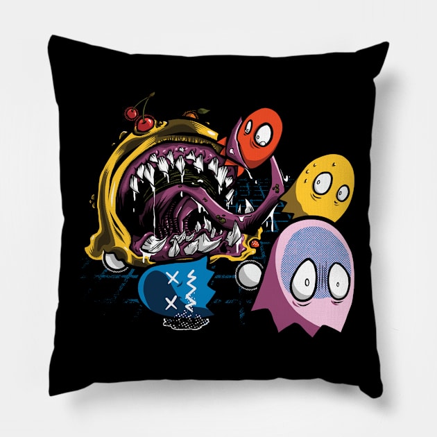 Monster Pacman Pillow by KinkajouDesign