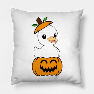 Cute Fat duck is in a pumpkin Pillow