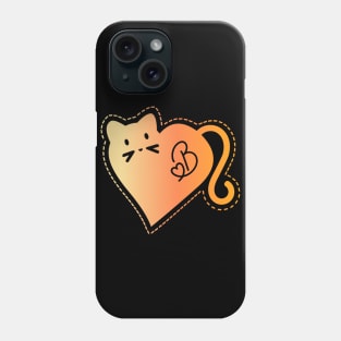 Heart Cat Monogram B in Orange Phone Case