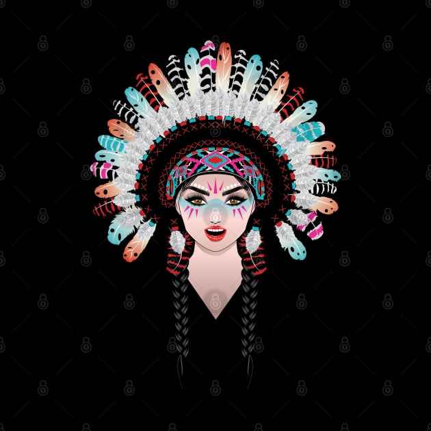 Tribal girl in war bonnet by AnnArtshock