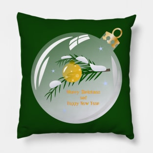 Christmas tree branch in glass bauble Pillow