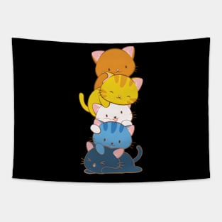 Arotic Aual Pride Lgbtq Kawaii Cats Aroace Tapestry