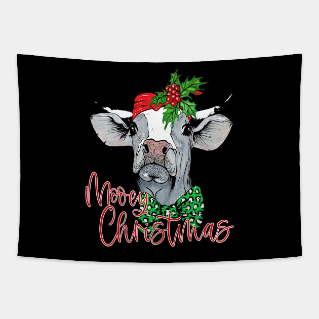 Mooey Christmas  Cow Tapestry by ShirtPirat
