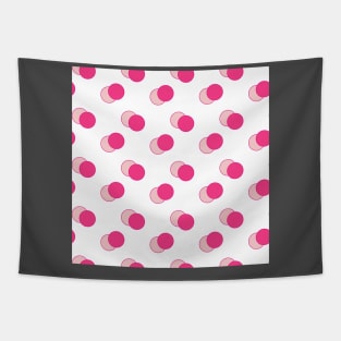 Geometric shapes, circles, balls, dotts, pink, red, molecules, geometry, polka, ornament, seamless,  repeat, Tapestry