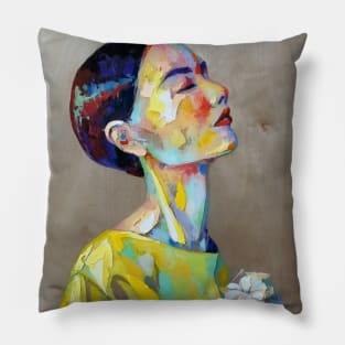 Girl with a flowers. Pillow