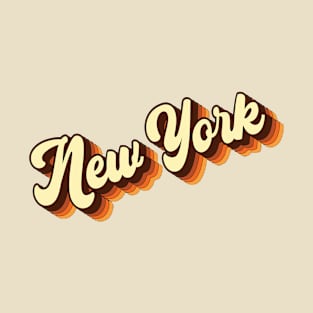 Retro Vintage Groovy 70s Lettering New York T-Shirt