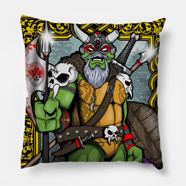 Turtle Viking Pillow by nicitadesigns