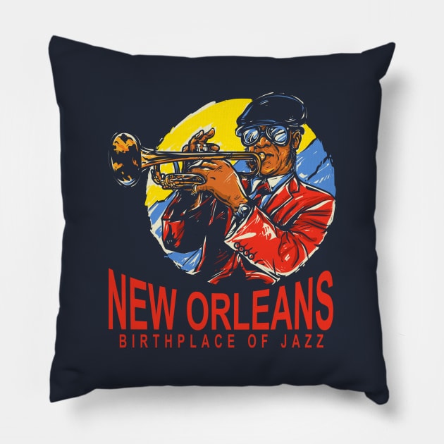 The Birthplace of Jazz Pillow by thechicgeek