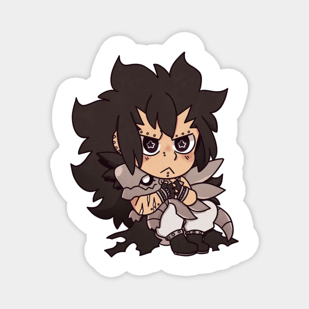 Gajeel and a Metalicana plushie Magnet by Dragnoodles
