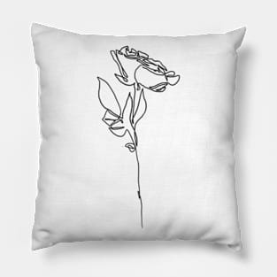 One Line Rose art Pillow