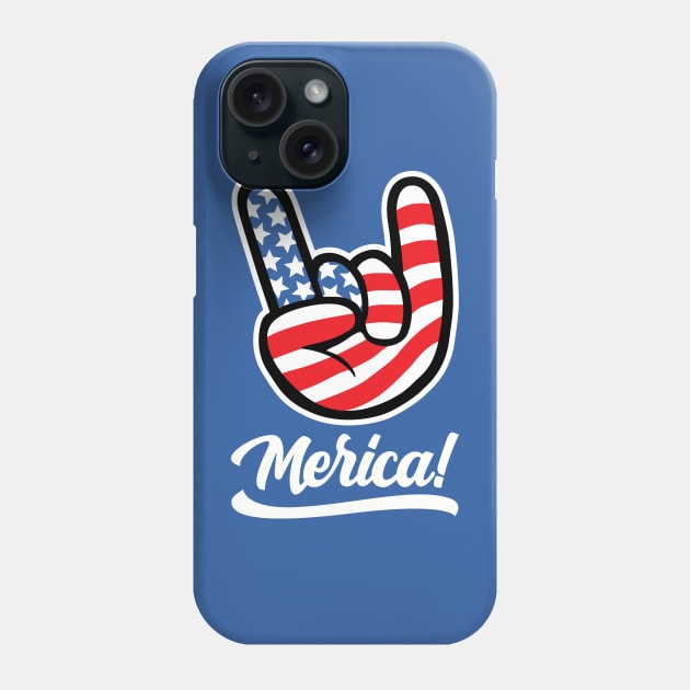 Merica Rocker Hand USA Flag American Phone Case by DetourShirts