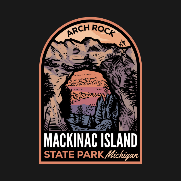 Mackinac Island State Park MI Retro Badge by HalpinDesign