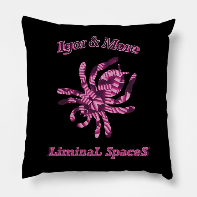 Igor & More Tarantula Liminal Stairs Pink Pillow by IgorAndMore