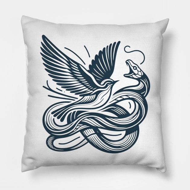 Ballad of Songbirds & Snakes Pillow by Retro Travel Design