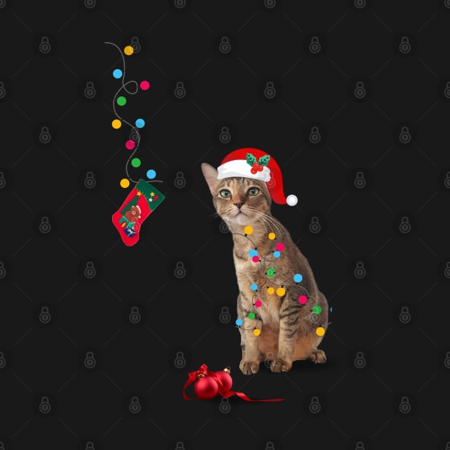 Santa Cat Tangled Up In Christmas Lights by leBoosh-Designs