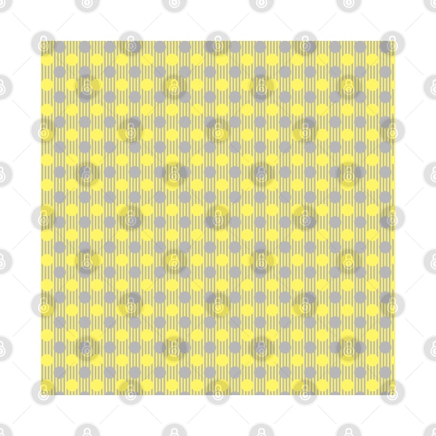 Yellow And Grey Polka Dots On Stripes by justrachna