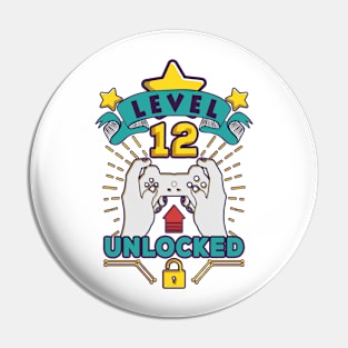 Level 12 Unlocked Video Game 12th Birthday Pin