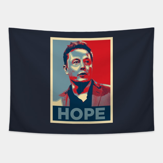 Elon Musk Hope Tapestry by scribblejuice