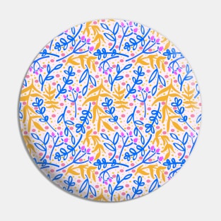 Botanicals and Dots - Hand drawn Design -  Orange, Blue, Pink Pin