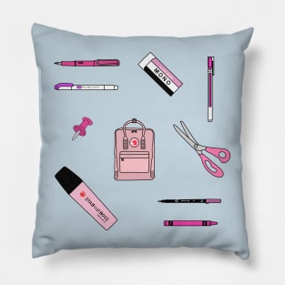 Pink School Supplies Pillow