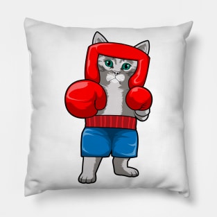 Cat at Boxing with Boxing gloves Pillow