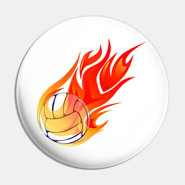 Flaming Volleyball Pin by Izmet