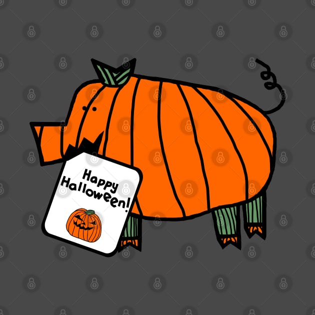 Pumpkin Pig with Halloween Horror Greeting by ellenhenryart