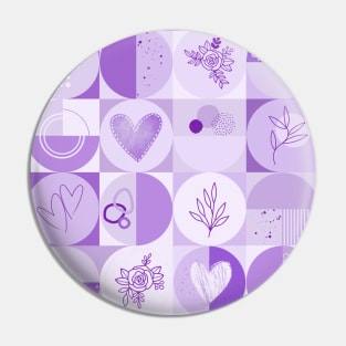 repeating geometry pattern, squares and circles, ornaments, lavender color tones Pin