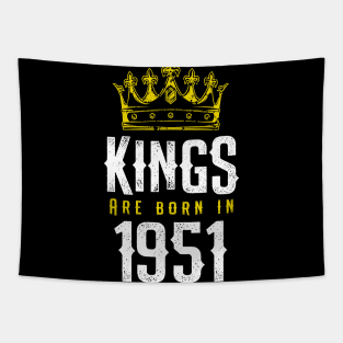 kings are born 1951 birthday quote crown king birthday party gift Tapestry