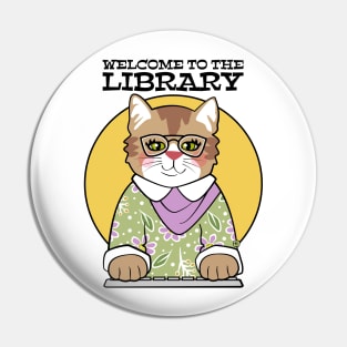 Library Welcome Pretty Cat Librarian Pin