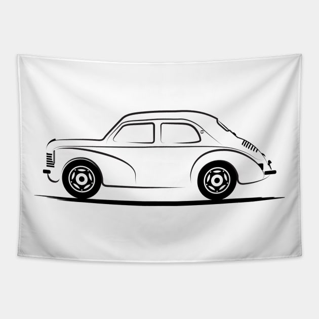 Renault 4 CV Hino 4CV Quintette Black Tapestry by PauHanaDesign