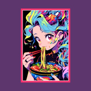 Cute Anime Girl |  Ramen Noodles | Hentaii Chibi Kawaii Design T-Shirt