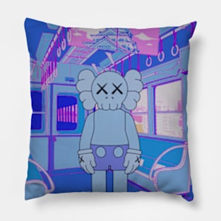 kaws in train Pillow