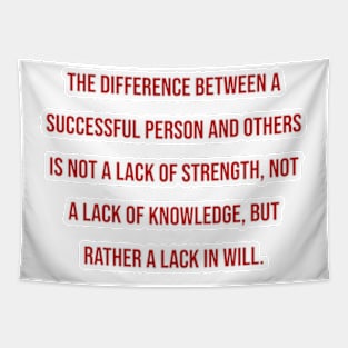 "The difference between a successful person and others is not a lack of strength, not a lack of knowledge, but rather a lack in will." - Vince Lombardi Tapestry