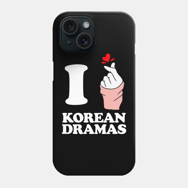 i love korean dramas finger heart white Phone Case by Typography Dose