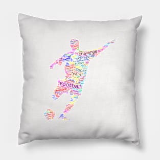 Football Footballer Silhouette Shape Text Word Cloud Pillow