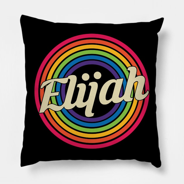 Elijah - Retro Rainbow Style Pillow by MaydenArt