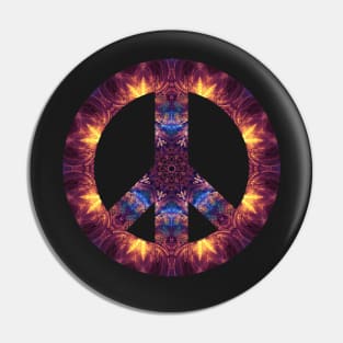 Fractal Mandala Peace Sign Pin