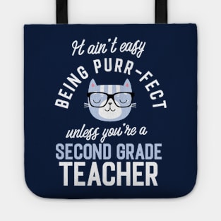 Second Grade Teacher Cat Lover Gifts - It ain't easy being Purr Fect Tote