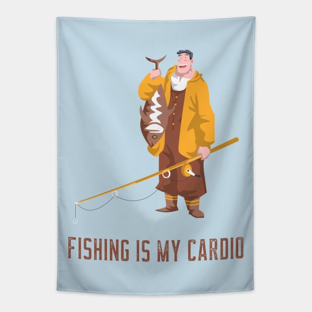 fishing is my cardio Tapestry by WOAT
