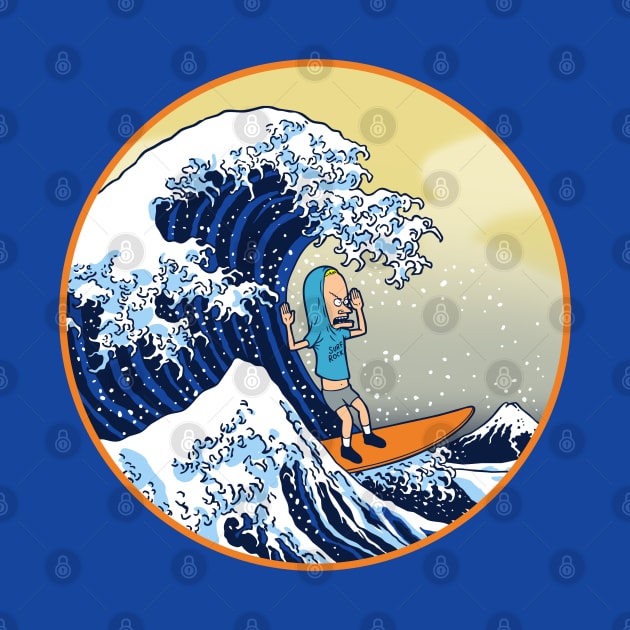 Funny Retro Japanese Great Wave Of Kanagawa Funny 90's Cartoon by BoggsNicolas